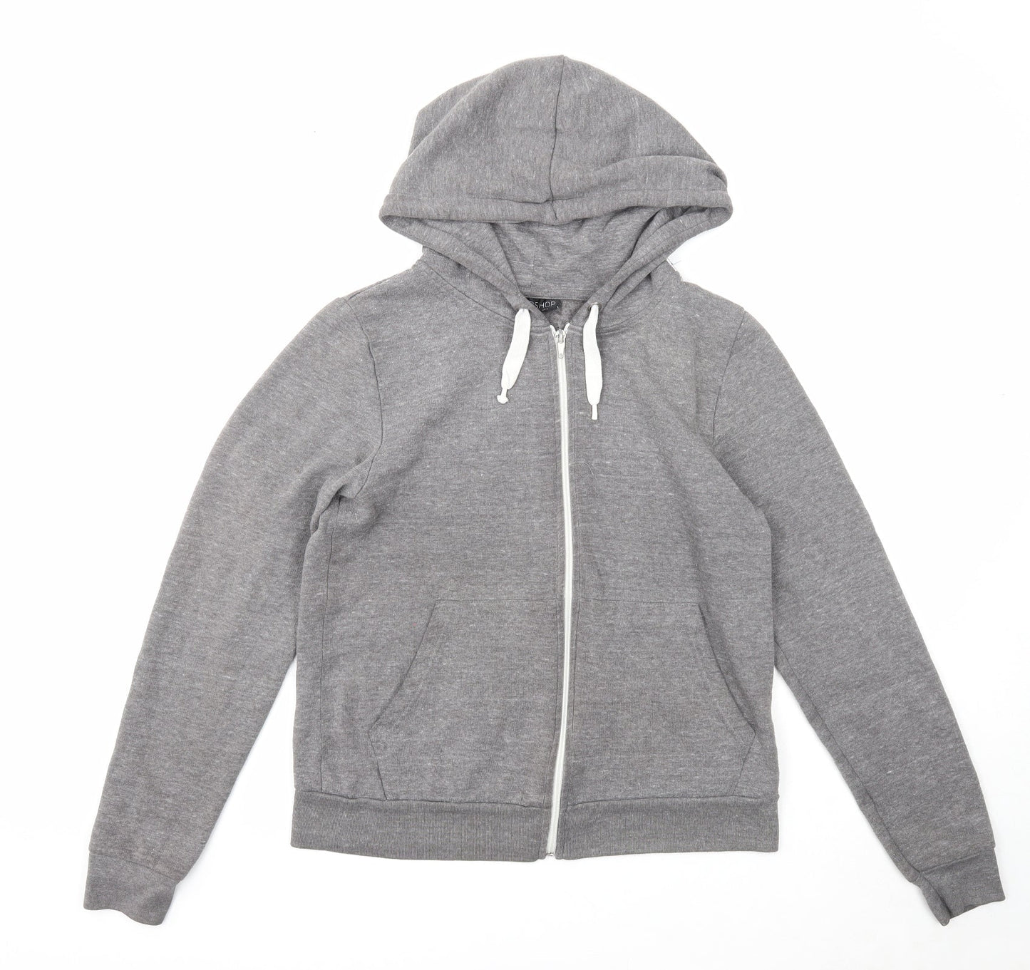 Topshop Womens Grey Cotton Full Zip Hoodie Size 6 Zip