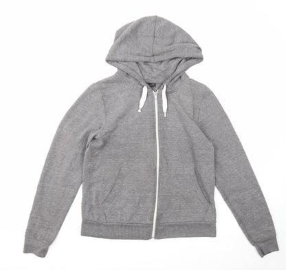 Topshop Womens Grey Cotton Full Zip Hoodie Size 6 Zip