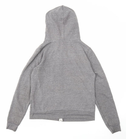 Topshop Womens Grey Cotton Full Zip Hoodie Size 6 Zip