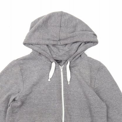 Topshop Womens Grey Cotton Full Zip Hoodie Size 6 Zip