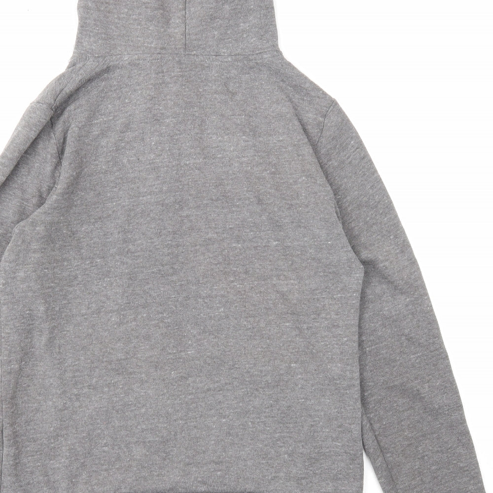 Topshop Womens Grey Cotton Full Zip Hoodie Size 6 Zip