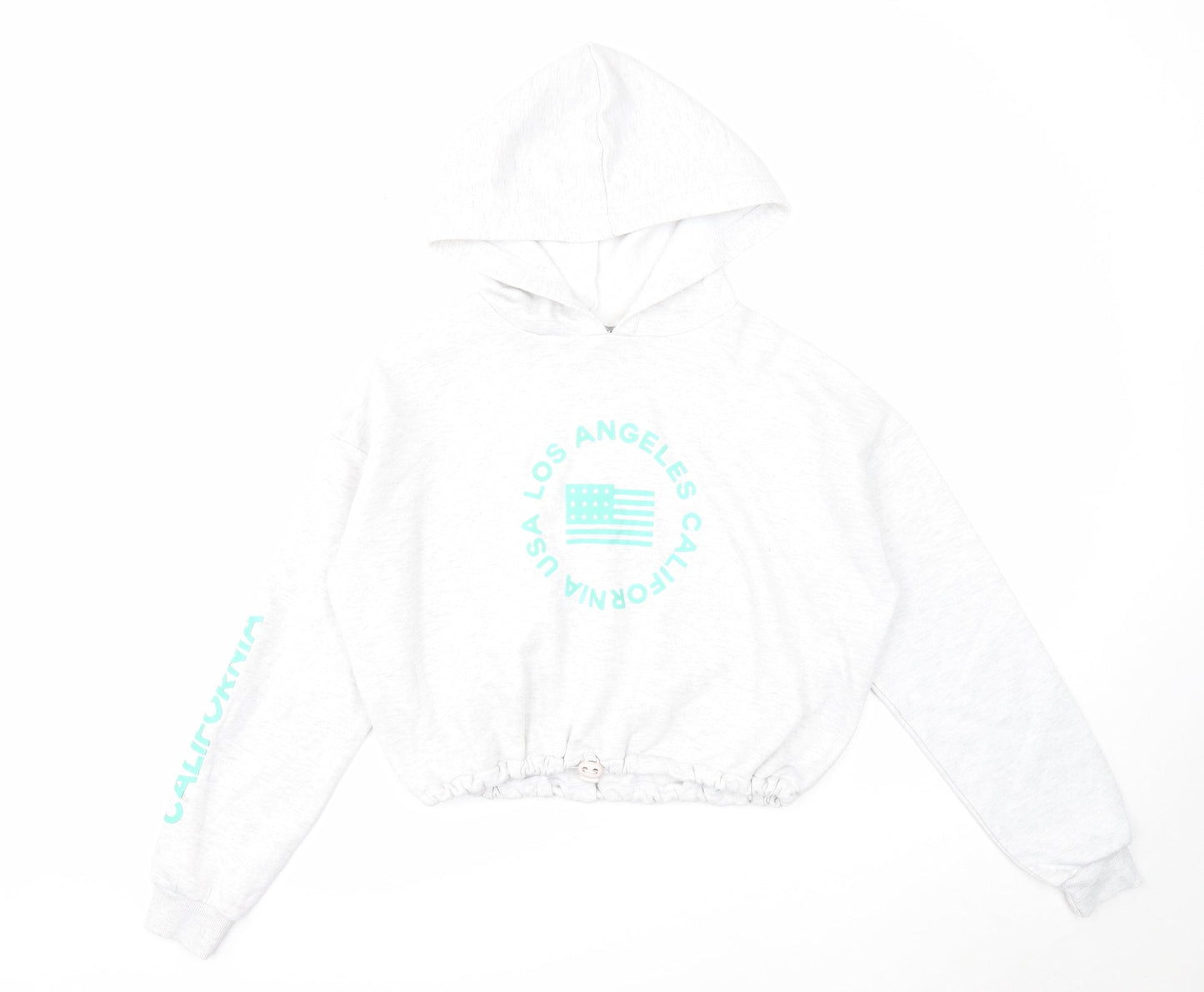 New Look Girls Grey Cotton Pullover Hoodie Size 14-15 Years Pullover - Los Angeles