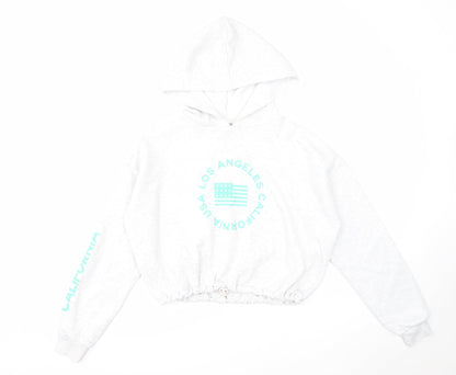 New Look Girls Grey Cotton Pullover Hoodie Size 14-15 Years Pullover - Los Angeles