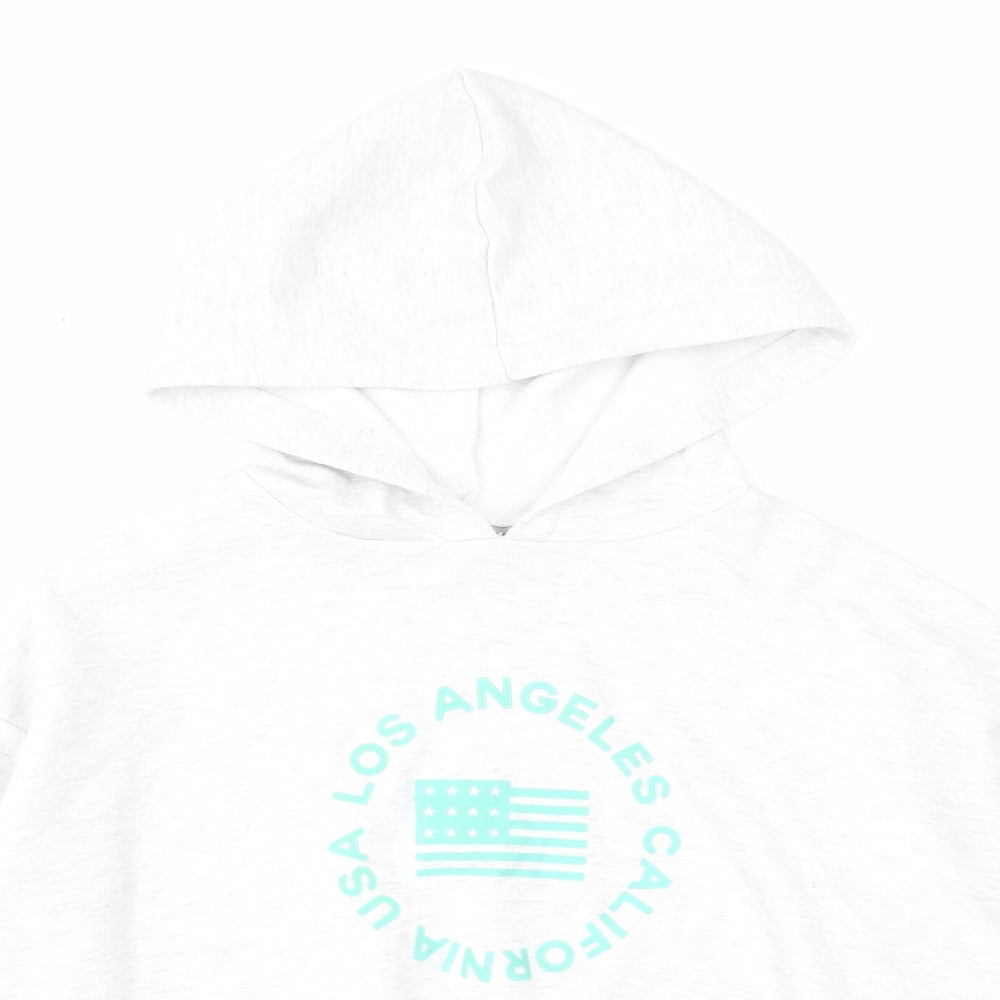 New Look Girls Grey Cotton Pullover Hoodie Size 14-15 Years Pullover - Los Angeles