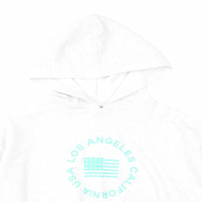 New Look Girls Grey Cotton Pullover Hoodie Size 14-15 Years Pullover - Los Angeles