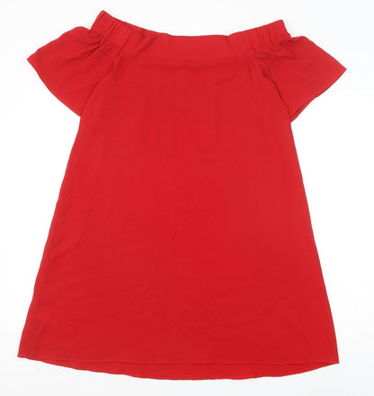 Stella Morgan Womens Red Polyester A-Line Size 10 Off the Shoulder Pullover
