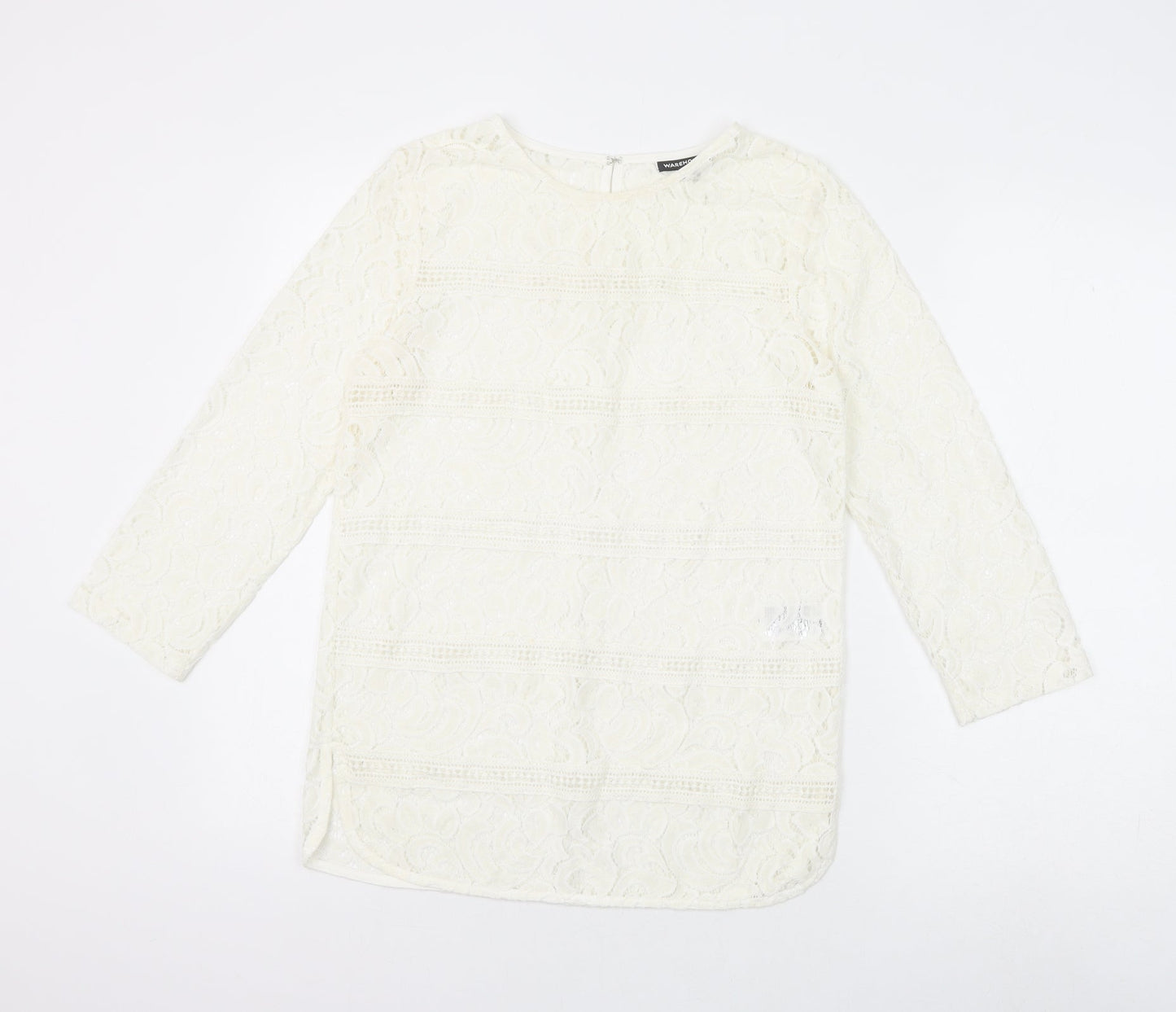 Womens UK Size 8 Warehouse White Basic Blouse