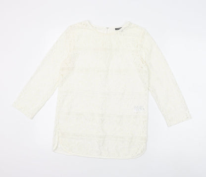 Womens UK Size 8 Warehouse White Basic Blouse