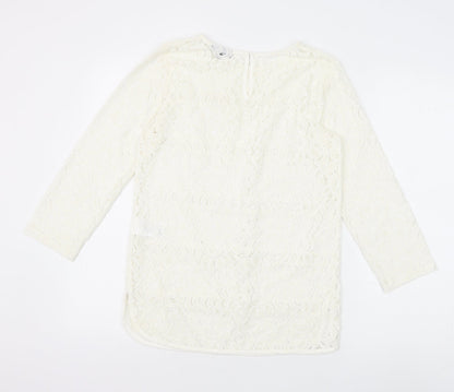 Womens UK Size 8 Warehouse White Basic Blouse