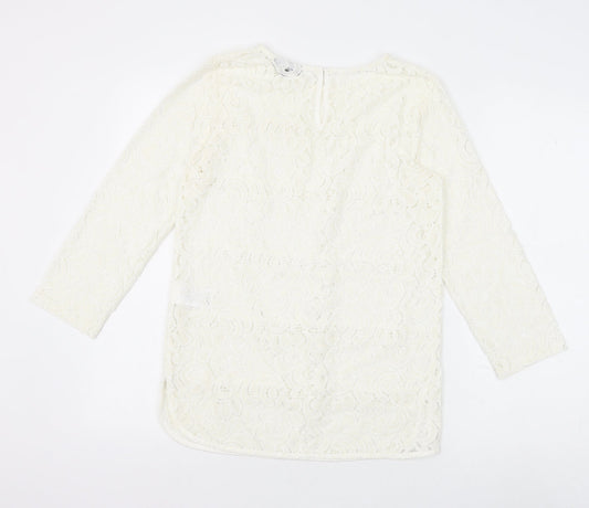 Womens UK Size 8 Warehouse White Basic Blouse