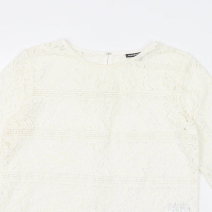 Womens UK Size 8 Warehouse White Basic Blouse