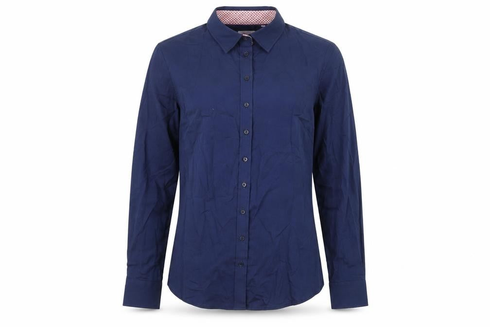 Gianni Feraud Womens Blue 100% Cotton Basic Button-Up Size 8 Collared
