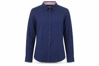 Gianni Feraud Womens Blue 100% Cotton Basic Button-Up Size 8 Collared