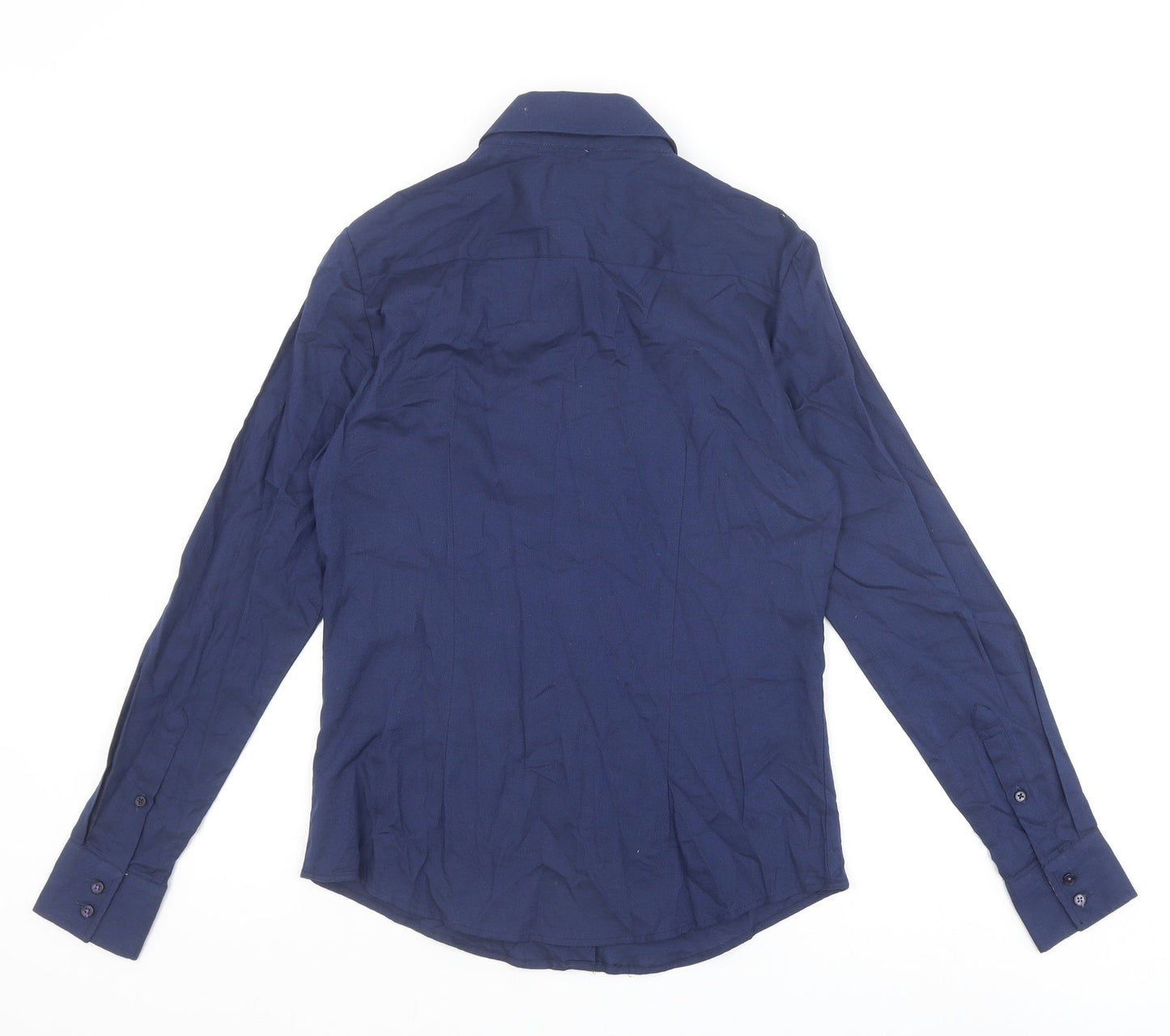 Gianni Feraud Womens Blue 100% Cotton Basic Button-Up Size 8 Collared