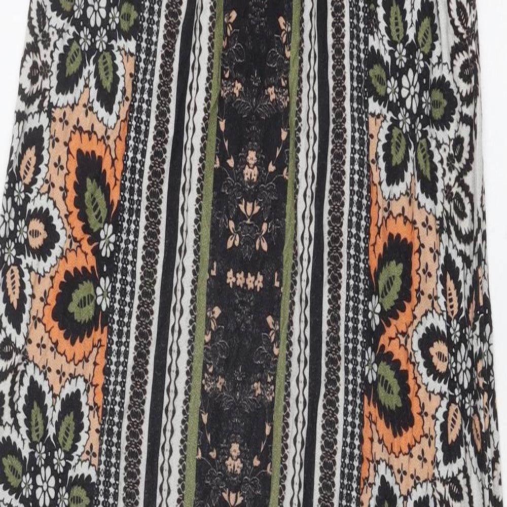 NEXT Womens Black Geometric Viscose Maxi Size 6 Off the Shoulder Drawstring