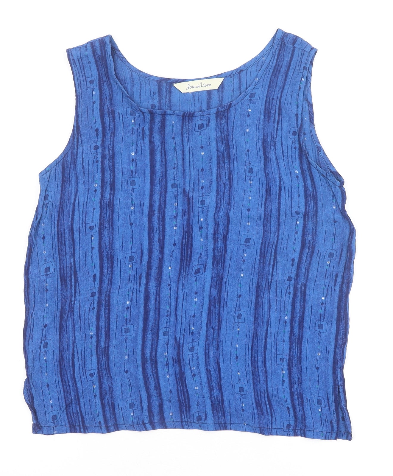Womens UK Size 10 Joie de Vivre Blue Basic Tank
