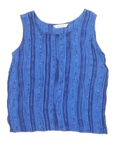 Womens UK Size 10 Joie de Vivre Blue Basic Tank