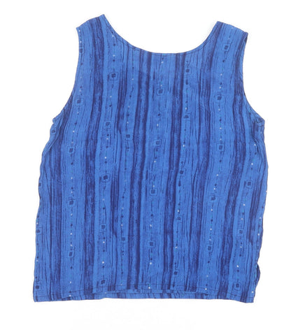 Womens UK Size 10 Joie de Vivre Blue Basic Tank
