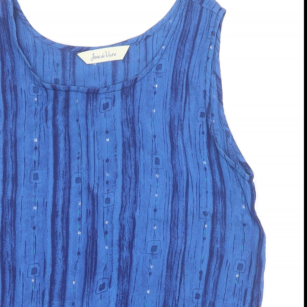Womens UK Size 10 Joie de Vivre Blue Basic Tank