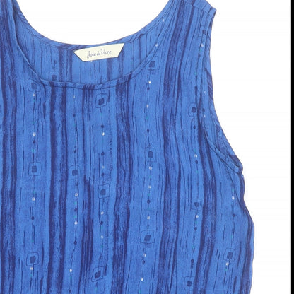 Womens UK Size 10 Joie de Vivre Blue Basic Tank