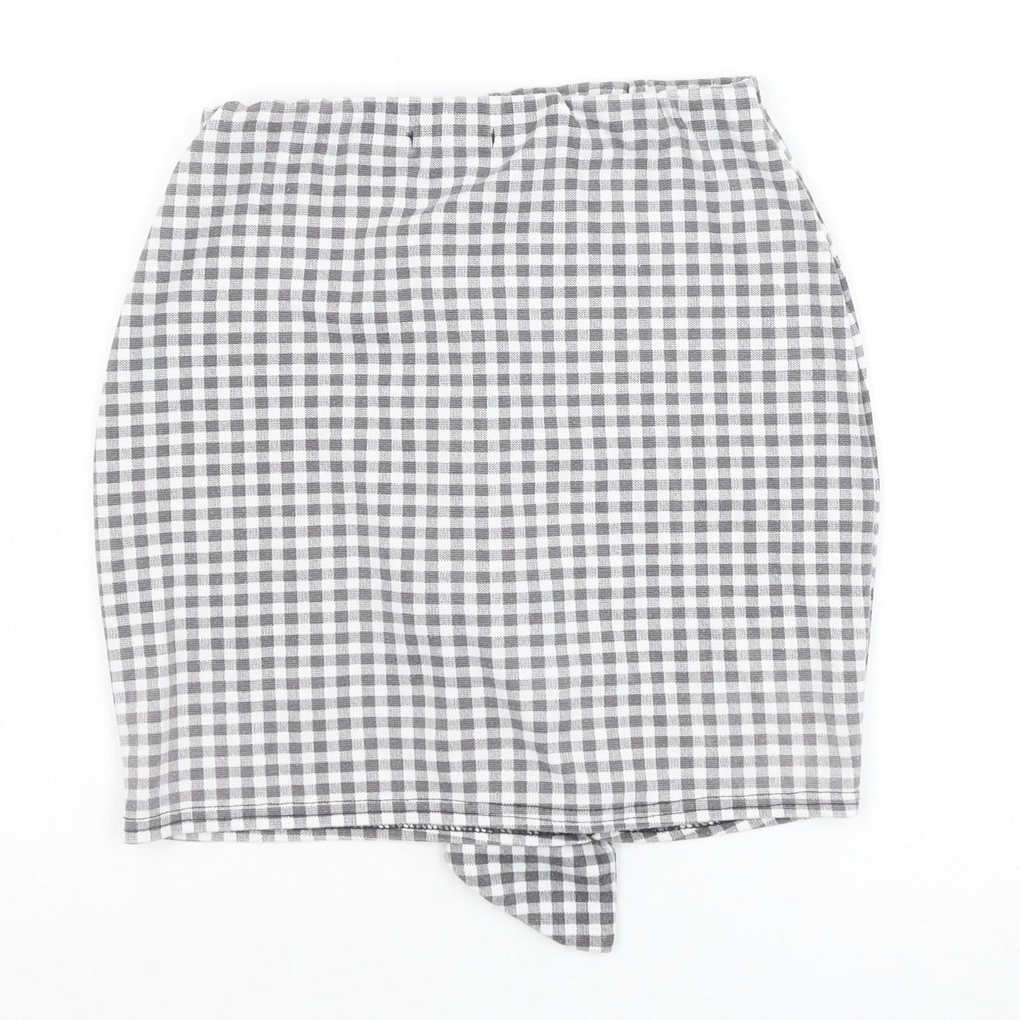 PRETTYLITTLETHING Womens Grey Check Polyester Mini Skirt Size 8