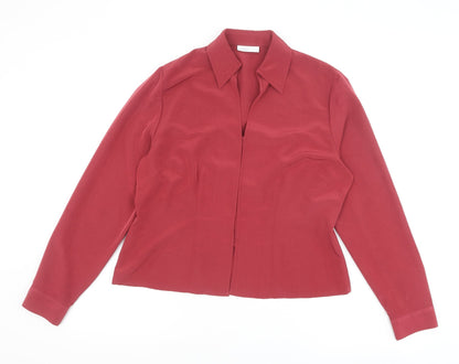 Minosa Womens Red Polyester Basic Blouse Size 14 V-Neck
