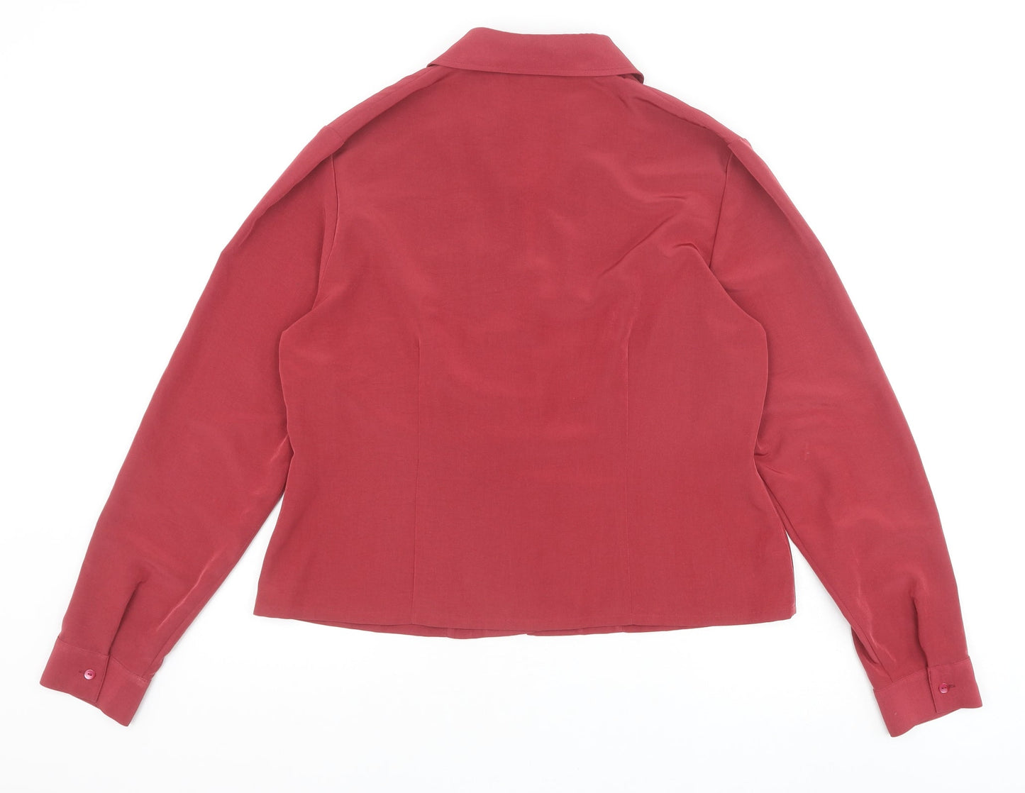 Minosa Womens Red Polyester Basic Blouse Size 14 V-Neck