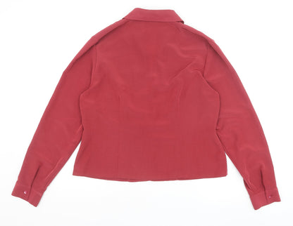 Minosa Womens Red Polyester Basic Blouse Size 14 V-Neck