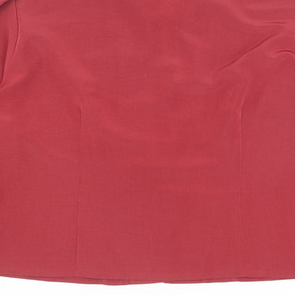 Minosa Womens Red Polyester Basic Blouse Size 14 V-Neck
