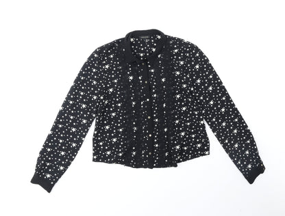 Womens UK Size 8 River Island Black Basic Button-Up