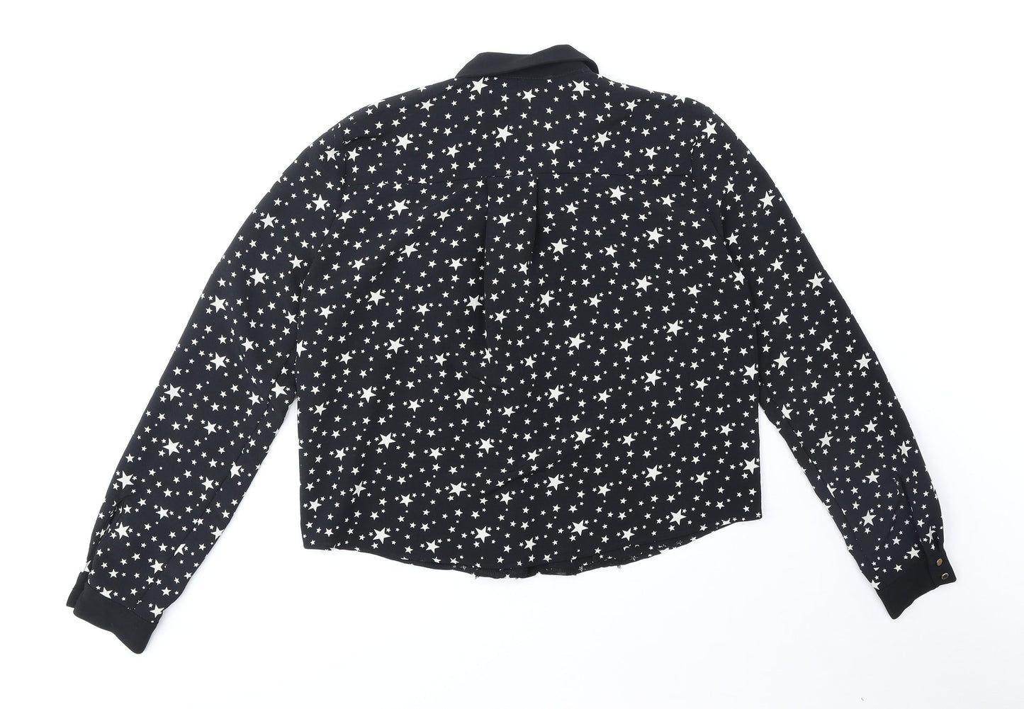 Womens UK Size 8 River Island Black Basic Button-Up