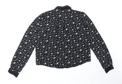 Womens UK Size 8 River Island Black Basic Button-Up