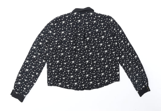 Womens UK Size 8 River Island Black Basic Button-Up