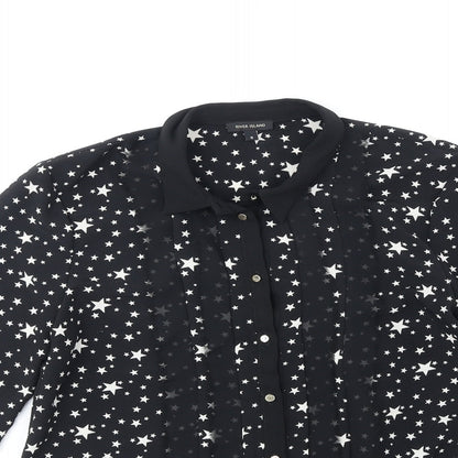 Womens UK Size 8 River Island Black Basic Button-Up