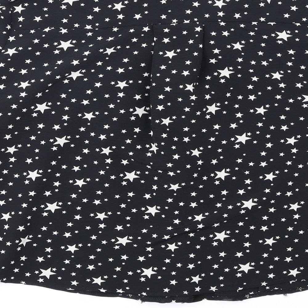 Womens UK Size 8 River Island Black Basic Button-Up