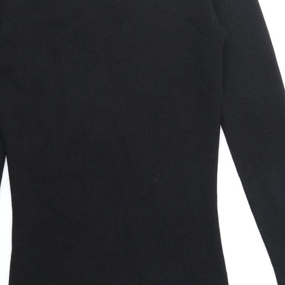 Mango Womens Black Polyester A-Line Size S V-Neck Pullover