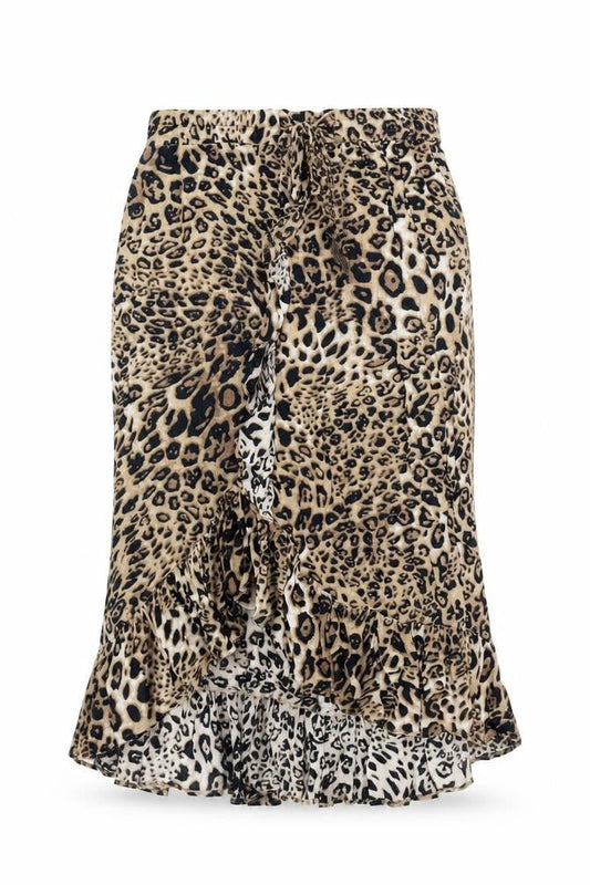 Soaked in Luxury Womens Brown Animal Print Viscose Trumpet Skirt Size M - Leopard Pattern