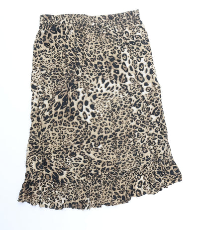 Soaked in Luxury Womens Brown Animal Print Viscose Trumpet Skirt Size M - Leopard Pattern