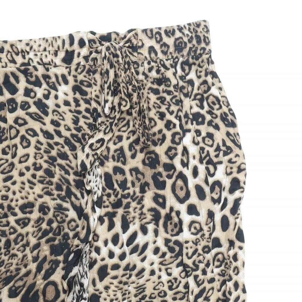 Soaked in Luxury Womens Brown Animal Print Viscose Trumpet Skirt Size M - Leopard Pattern
