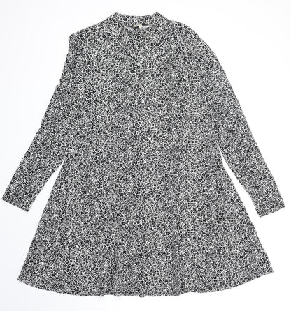 Papaya Womens Black Floral Viscose Fit & Flare Size M Round Neck Pullover