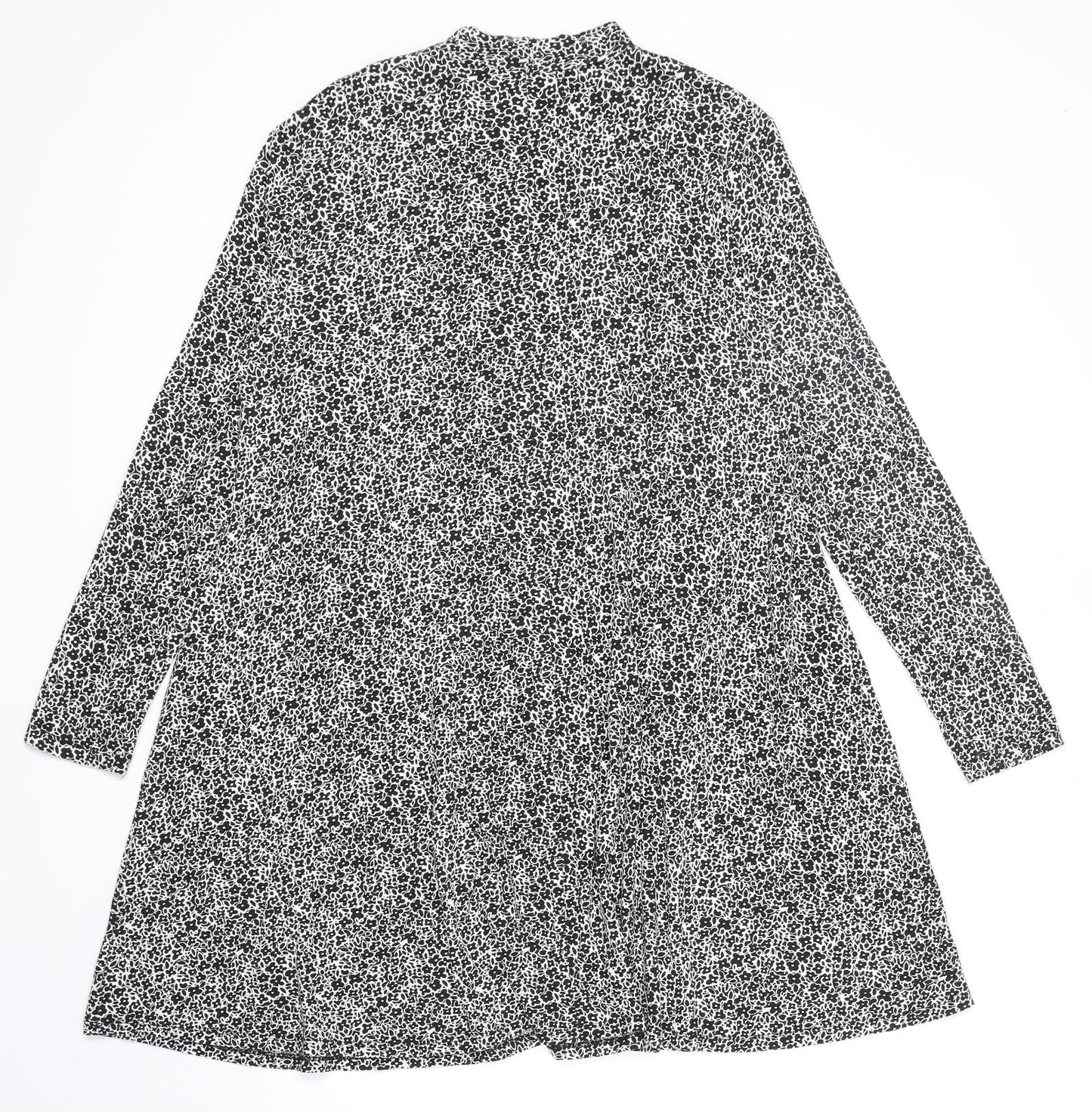 Papaya Womens Black Floral Viscose Fit & Flare Size M Round Neck Pullover