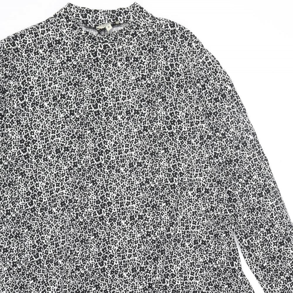 Papaya Womens Black Floral Viscose Fit & Flare Size M Round Neck Pullover