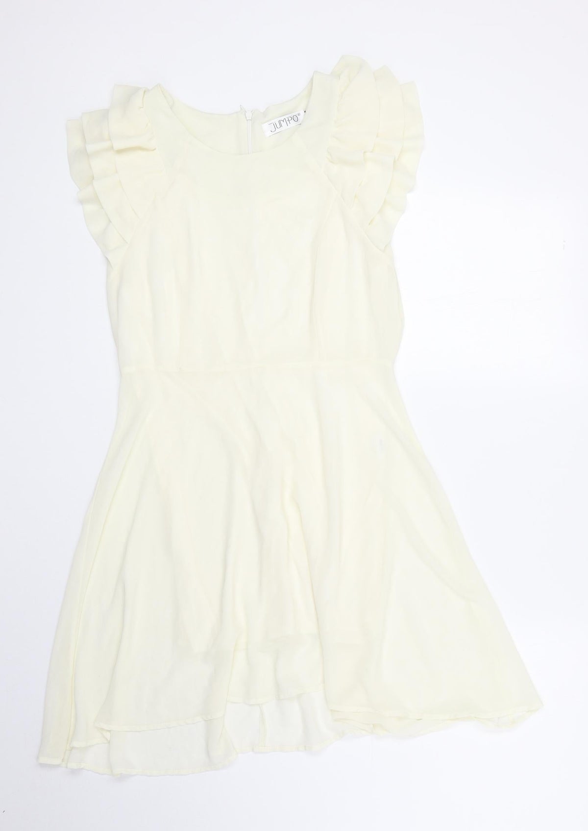 Jumpo Womens Ivory Polyester A-Line Size 12 Round Neck Zip
