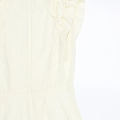 Jumpo Womens Ivory Polyester A-Line Size 12 Round Neck Zip