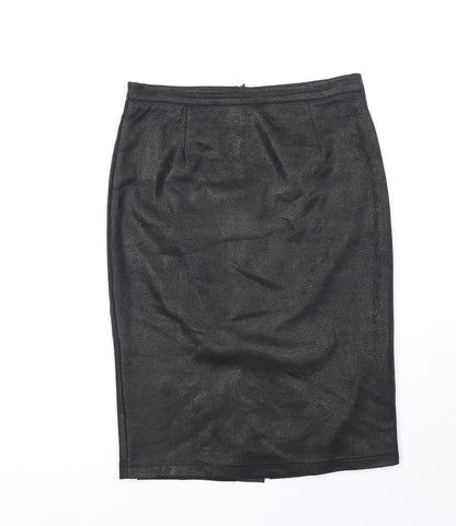 YNONYME Womens Black Polyester Straight & Pencil Skirt Size 12 Zip