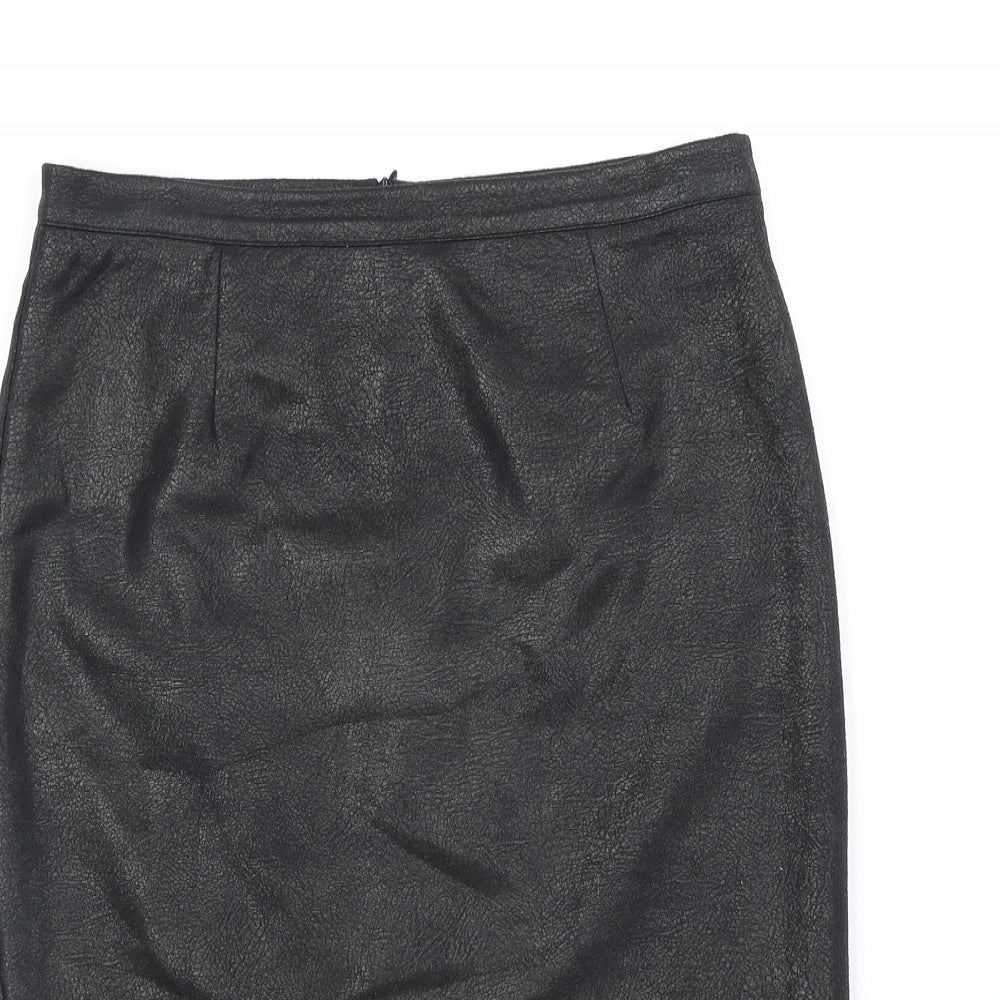 YNONYME Womens Black Polyester Straight & Pencil Skirt Size 12 Zip