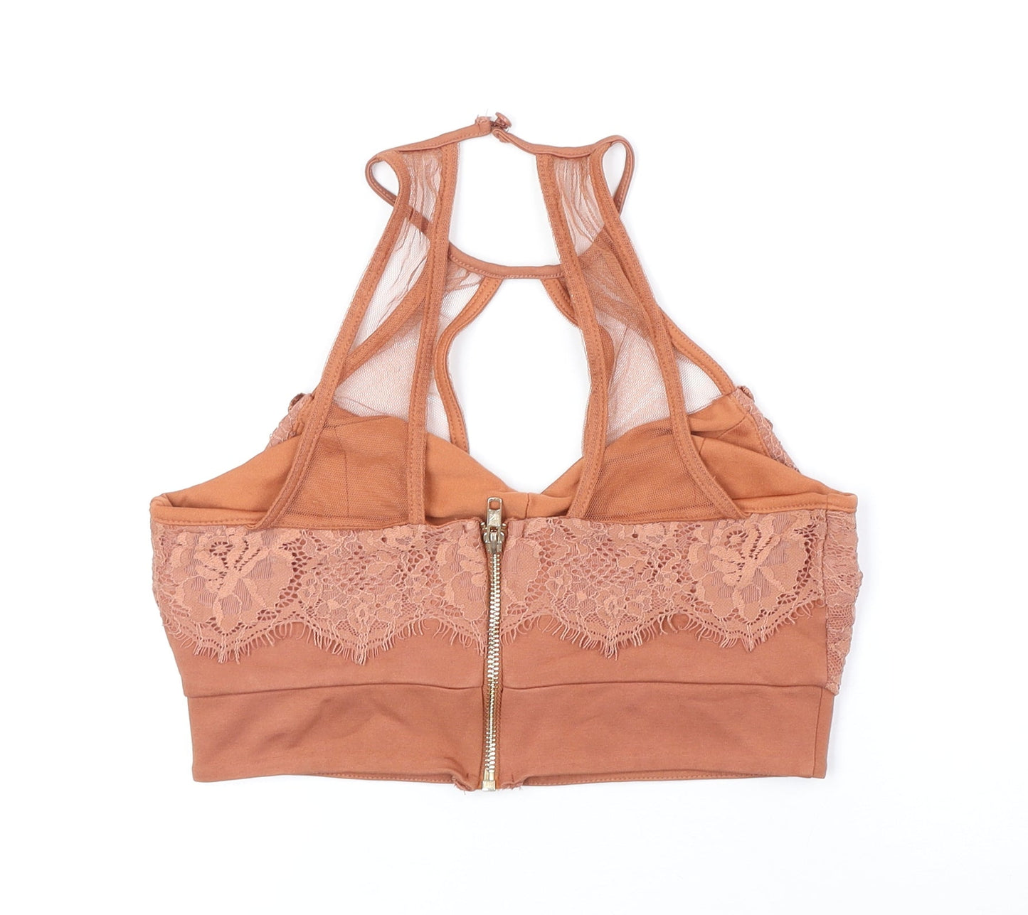 Womens UK Size 8 River Island Brown Cropped Blouse