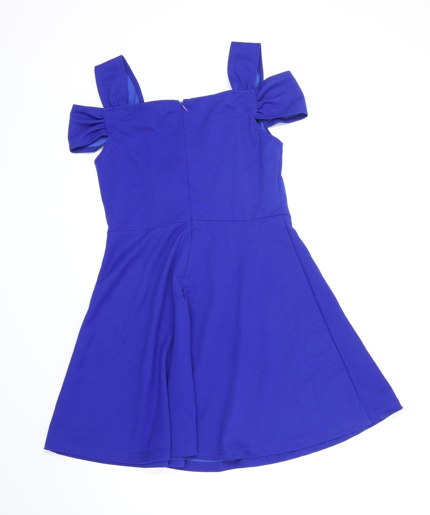 SheIn Womens Blue Polyester Fit & Flare Size M Sweetheart Zip - Cold Shoulder Detail