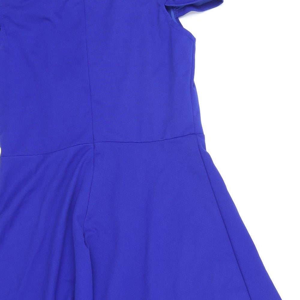 SheIn Womens Blue Polyester Fit & Flare Size M Sweetheart Zip - Cold Shoulder Detail