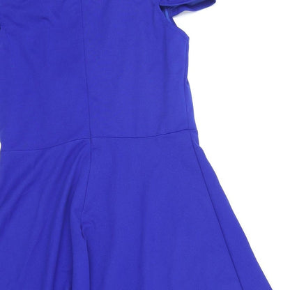 SheIn Womens Blue Polyester Fit & Flare Size M Sweetheart Zip - Cold Shoulder Detail